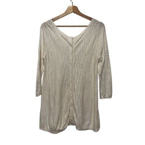 Anthropologie Moth White Long Sleeve Round Neck Outdoor Cardigan Sweater Women's